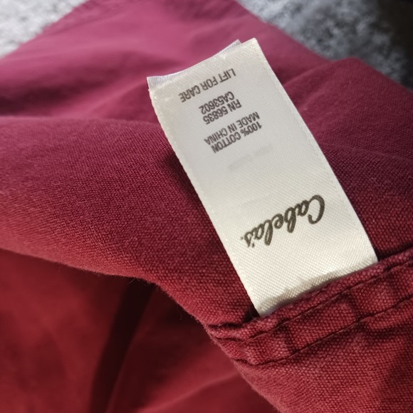 Cabela's 2XL Tall Button Down Denim Shirt Burgundy Workwear Outdoor Casual - Picture 3 of 8